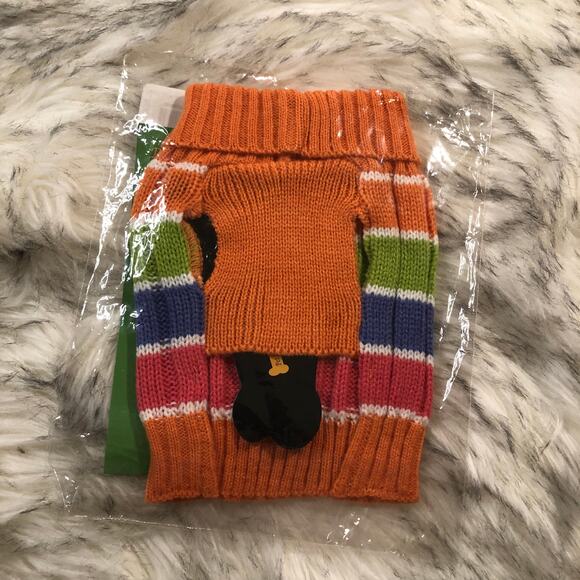 New Tutti-Beauty Colorful Multicolor Striped Cable Knit Dog Sweater - Picture 6 of 7